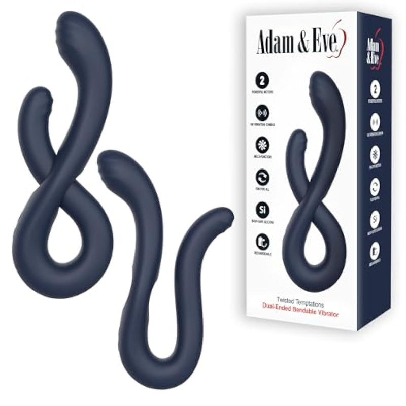 Twisted Temptations Bendable Vibrator, Dual Motor G Spot And Clitoral Stimulator, 10 Speeds And Patterns, Flexible Rabbit Vibe For Solo And Couples Play, Waterproof, Rechargeable, Silicone