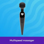 Deluxe Rechargeable Mini Massage Wand With Ergonomic Handle - Rechargeable - Black