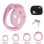 Flat Chastity Cage Made Of Abs Cock Cage With Belt And 4 Different Rings Male Sex Toys Chastity Device With Concealed Lock For Men'S Penis Restraints Breathable And Lightweight (C,Pink)