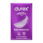 Durex Extra Sensitive Thin Condoms, Lubricated Latex Condoms for Men, 12 Count