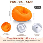 2 Pcs Inflatable Bean Bag Chairs With Electric Air Pump Outdoor Blow Up Chair Inflatable Lazy Sofa Folding Portable Loungers Couch For Living Room Bedroom(Orange, Green)