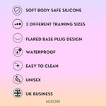 Anal Butt Plug Training Kit – 3 Sizes (Small, Medium, Large), Silicone, Waterproof, Flexible & Body-Safe, Beginner To Advanced Butt Plug Trainer Set (Confetti)