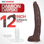 Doc Johnson Signature Series - Damion Dayski - 12 Inch ULTRASKYN Dildo with Removable Vac-U-Lock Suction Cup - F-Machine & Harness Compatible - for Adults Only, Chocolate