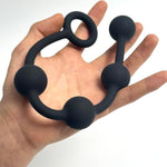 Butt Plug With Silicone Anal Bead Anal Sex Toys With Safe Pull Ring In Black (S)