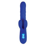 Evolved Love Is Back Grand Slam Silicone Recharegeable Thrusting & Twirling Shaft With Dual Motor Clitoral Rabbit Stimulator Vibrator, Blue