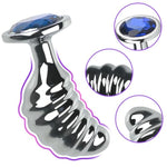 Metal Thread Anal Plug Prostate Toys, Curved Butt Plug For Prostate Massage G-Spot Stimulation Anal Dilator With Jeweled Base Adult Unisex Sex Toy (L)