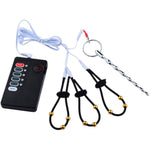 Male Masturbation Electric Shock Set Adjustable Penis Ring Penis Ring With Beads Metal Beads Electric Shock Urethral Plug Sex Toy