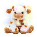 9.8" Light-Up Plush Cow Toy, Soft Brown & White Glowing Cow Stuffed Animal, Night Companion For Kids, Cute Bedroom Decor, Birthday For Boys Girls Friends