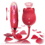 Rose Sex Toy Dildo Silicone Vibrator 3In1 For Women - G Spot Vibrator With 10 Tongue Sucking & 10 Vibration Modes - Adult Toys Sex Games For Couples - Ipx7 Waterproof - Usb Rechargeable