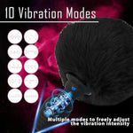 Black Faux Fur Bunny Tail Silicone Anal Plug with Remote Control and 10 Vibration Patterns for Couples Role Play