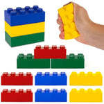Building Block Stress Relief Toys For Kids, Set Of 12, Stacking Construction Foam Squeeze Toys In 4 Vibrant Colors, Birthday Party Favors, Goodie Bag Fillers Office Gifts Sensory Fidget