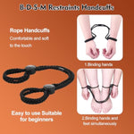 Sex Toys Bdsm Bondage Restraint Bundle Set, Rope Handcuffs Leg Cuffs Wrist Cuffs 2-Piece Set Sex Bondage And Pvc Static Tape 82.2Ft (2 Rolls) For Beginner Adult Sm Men And Women Games (Black)