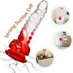 9 Inch Big Dildo,Monster Dildo With Strong Suction Cup For Hand-Free Play,Clear-Red Gradient Dildo For Man And Couple