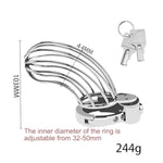 Large Male Chastity Cage Devices With Variable Ring Metal Cock Cage Locked Penis Cage Exercise Sex Toy For Men 2 Keys Included | Silver