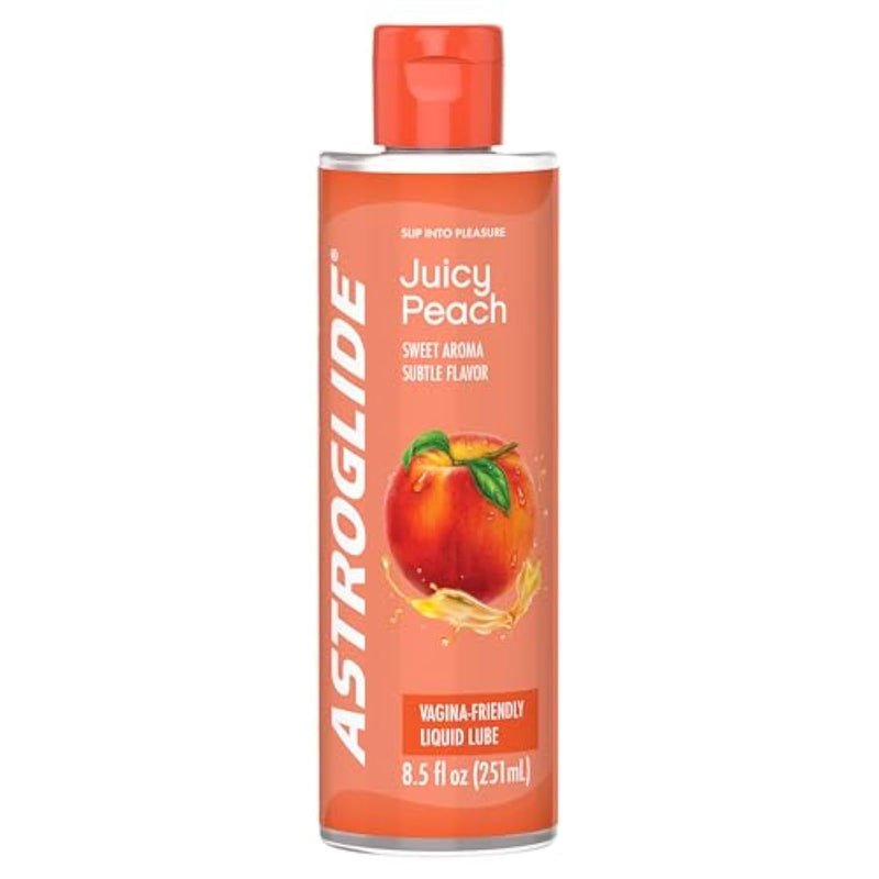 Astroglide Peach Flavored Personal Lubricant (8.5oz), Long-Lasting Sex Lube for Men, Women and Couples, Delicious Flavor, Hypoallergenic, Vaginal Safe, Condom Compatible