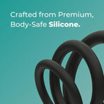 Loop Cock Rings - Medical Grade Silicone Penis Enhancer Set For Men - Last Longer & Get Harder Erections - Supports Ed - Set Of 3 Small Medium Large - Black