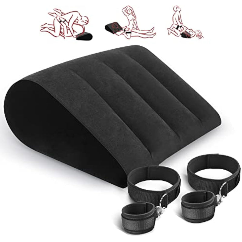 Sex Handcuffs Sex Pillow Bdsm Restraints Set- Inflatable Sex Pillow Sex Positions Pillow Sex Straps Bondage Wrist Thigh Handcuffs Support Pillow Bed Restraints Triangle Inflatable Ramp Sex Furniture