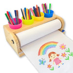 Kids Art Easel & Paper Roll, Tabletop Drawing Station, 30-Pc Set for Kids Art Supplies