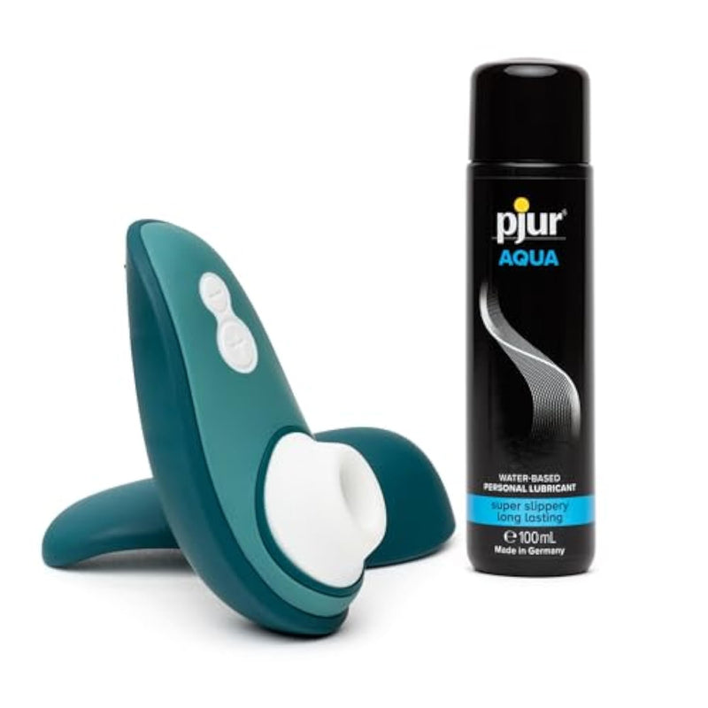 Liberty 2 Petrol Pleasure Air Clitoris Sucker With Travel Case & Pjur Aqua Water Based Personal Lubricant 3.4 Fl Oz - Female Sex Toys Bundle