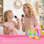 Mini Karaoke Machine With 2 Wireless Microphones For Kids, Portable Karaoke Machine For Kids, Kids Karaoke Machine Toys For Girls Boys Gifts For Home Parties Birthday (Pink)