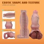 Penis Sleeve Enlargers Cock Ring For Male, Knotted Dog Dildo Extender Elastic Penis Sheath Delay Ejaculation Enhance Erection Reusable Condom For Men Couples