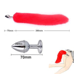 Butt Plug With Fox Tail, Women Stainless Steel Anal Plug With Furry Tail Plug, Anal Toys Buttplug Training, Fox Tail Plug Adult, Sm Sex Toys For Couples Flirt Play Fetish Cosplay (Red)