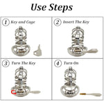 Male Chastity Cage Device Stainless Steel Cock Cage With 1.97 Inch Size Ring & Invisible Lock, Penis Cage Sex Toys For Men Penis Exercise And Abstinence