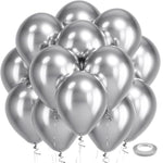 Silver Metallic Chrome Latex Round Helium Balloons 100 Pack 12 inch