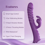 Rabbit Vibrator with App Control, G Spot Thrusting Dildo for Women&Couples