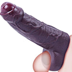 Black Medium Penis Sleeve With Red Head β Silicone Cock Extender For Men, Realistic Design With Lifelike Veins And Enhanced Stamina For Long-Lasting Pleasure