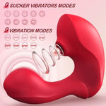 Haipine Sucking Vibrator Adult Sex Toys, Dual Stimulation Rose Suction Vibrators With 9 Vibrating & Sucking Modes, Handheld Nipple Toys For Clitoral G Spot Stimulator, Female Couples Sex Toy, Rose Red