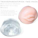 2Penis Pump Simulated Inverted Model, Realistic Sleeve Replacement Sealing Cap For 2.5-Inch Cylindrical Large Penis Pump Sleeve, Male Enhancement Growth Pump Cap (Pink + Clear)