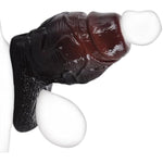 Thicker Wide Hollow Penis Sleeve Cuff,Silicone Soft Men Penis Extender With Cock Ring,Black Elastic Penis Enlarge Prolong Pump, Adult Men Strap On Sex Toy For Couples Fun (L Size)