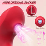 Haipine Sucking Vibrator Adult Sex Toys, Dual Stimulation Rose Suction Vibrators With 9 Vibrating & Sucking Modes, Handheld Nipple Toys For Clitoral G Spot Stimulator, Female Couples Sex Toy, Rose Red
