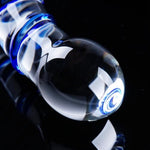 7.9 Inch Double-Ended Glass Dildo, Blue Spiral Ribbed Crystal Clear Anal Dildo, Dual-Headed Beaded Dot Sensation Wand,Double-Ended G-Spot Prostate Vaginal And Anal Massager Sex Toy For Men And Women