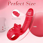 Thrusting Dildo Vibrator Sex Toys For Women, Dildos Adult Toys G Spot Clitoral Licking Vibrator With 10 Thrusting Vibration & 10 Tongue Licking Modes, Silicone Clitoral Stimulator For Couple (Rose)