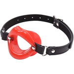Open Mouth Gag Red Lips Shaped Opening O Ring Mouth Gag Silicone Opening Gag Sex Toys Mouth Gags For Adult Play Bondage Leather Strap Lips Ring Open Gag For Couples Toys Mouth Gag Games