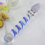 Blue Crystal Glass Pleasure Wand Anal Plug For Lover