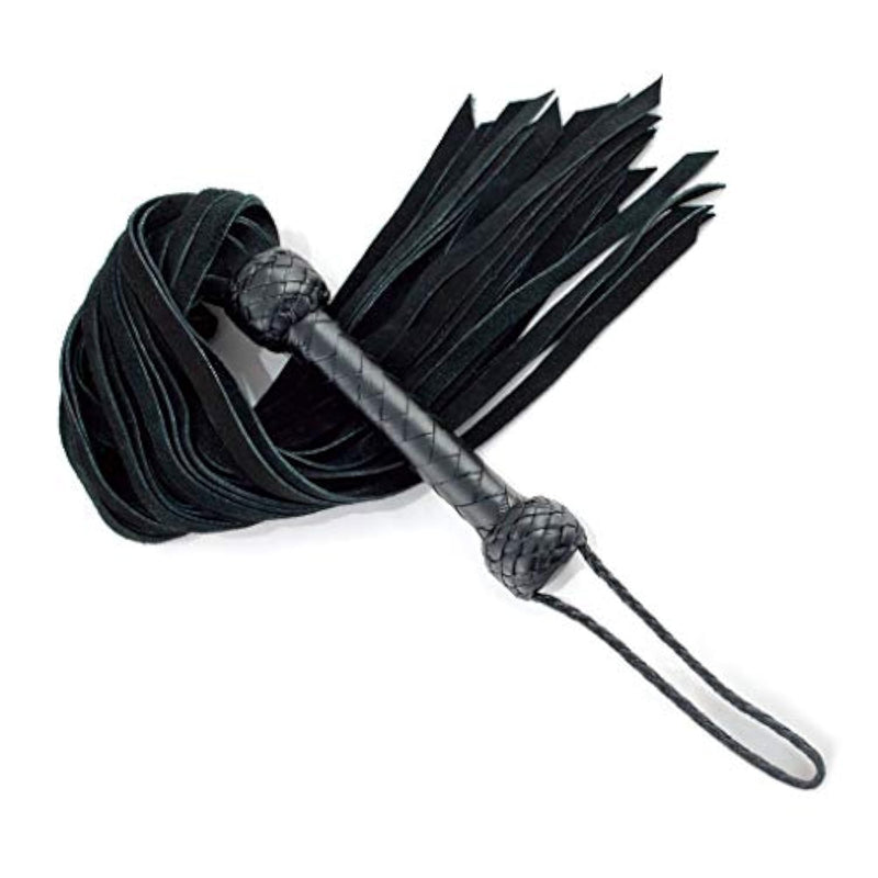 Bdsm Suede Flogger And Fetish Gear - Genuine Buffalo Leather Spanking Fetish Gear For Bondage Enthusiast, Black