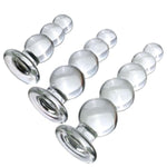 Glass Pleasure Wand Crystal Dildo Glass Dildo Butt Plug Anal Beads Anal Plug 3 Sizes Anal Sex Toy (M)
