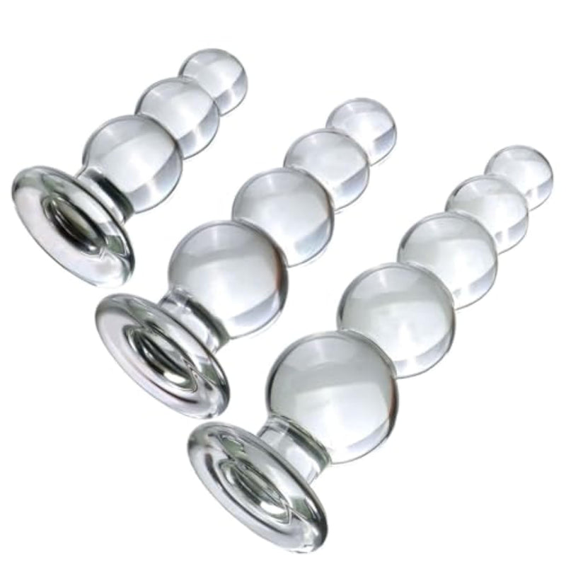 Glass Pleasure Wand Crystal Dildo Glass Dildo Butt Plug Anal Beads Anal Plug 3 Sizes Anal Sex Toy (M)