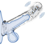 Penis Sleeve Vibrating Cock Ring, Male Vibrator Reusable 3" Penis Extender Enlarger With Penis Ring Vibrator, Realistic Cock Sleeve Adult Sex Toy For Men Couples (Clear)