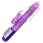 Thrusting Bunny Rabbit Vibrator - 12 Vibration & 4 Thrusting Intensities - Ribbed Shaft - Life-Like Head - Flexible Ears - Purple - 10 Inches - 1.45 Inches - Multi-Function - Blended Orgasms