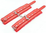 Red Fluffy Handcuffs Set – Soft Wrist & Ankle Cuffs with Chain for Couples