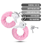 Sex Toys – Temptasia Faux Fur Metal Hand Cuffs – Adjustable Double Lock Wrist Restraints With Keys & Safety Release – Heavy Duty Fantasy Bondage Kinky Play – Couples, Bdsm – Pink