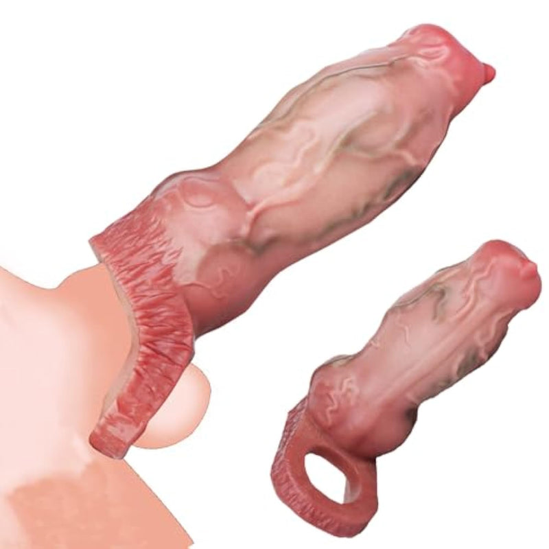 Fantasy Soft Elastic Silicone Dog Knot Dildo Sleeve Sheath With Cock Ring, Adult Game Tool Sex Toy For Men, Penis Sleeve Extender Dildo Enlarger With Stretchy Ring