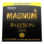 TROJAN Magnum BareSkin Premium Large Condoms, Comfortable and Smooth Lubricated Condoms for Men, America’s Number One Condom, 24 Count Value Pack & Magnum XL Large Size Lubricated Condoms - 12 Count