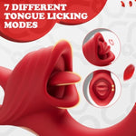 Clit Licking Vibrator For Women G Spot Licking Stimulator - 2 In 1 Rose Sex Toy Tongue Licking Sex Toys With 7 Vibrating Stimulation, Rabbit Vibrating Adult Sex Toy Clit Stimulator Adult Toys