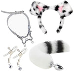 Plug Tail And Ears Set Dog Tail Butt Cat Ear Headband Adult Tail Fox Anal Plug Set Choker Nipple Clamp Clip Adult Cosplay Tail Fetish Sex Toys