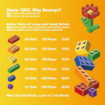 Building Bricks 1000 Pieces In Rainbow Colors, Classic Generic Building Blocks Toy For Boys & Girls, Educational Building Toys For Classroom, School, Toys For Kids Aged 4+